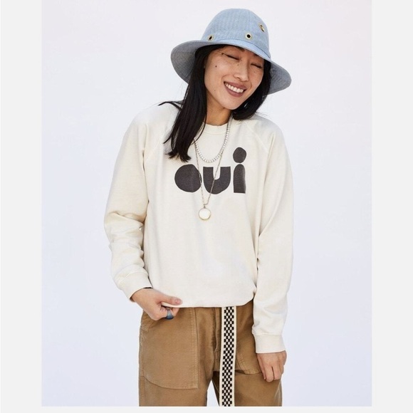 CLARE V Light Denim Bucket Hat XS Small Light Blue Herringbone Grommet Women NEW main image 7